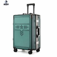 鑫鲸洲拉杆箱pc大容量密码行李箱XJZ055-1950普通铝框款绿24CUN
