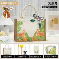 蝶骨巴特帆布包diy材料包手工制作手提袋三八节暖场活动节日礼物 火烈鸟A 材料_横款*多种