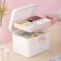 茶花(CHAHUA)塑料医药收纳箱手提多层医药箱白色1个装 150007