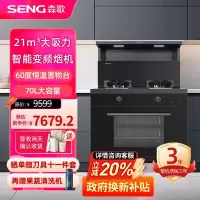 [新品]森歌(SENG)集成灶D8ZK-1蒸烤一体灶变频电机 21立方大吸力抽油烟机燃气灶家用厨房灶具[液化气左排烟]
