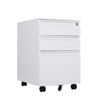 戴劲 活动柜矮柜储物柜文件柜资料柜挂劳柜带锁带轮小柜珍珠白鹅颈拉手