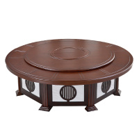 晋舰 酒店手动圆桌包厢大型餐桌木质现代饭店新中式宴会桌 2.2米含10椅