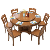 锦北 新中式酒店桌椅包厢大圆桌家用饭桌饭店大型宴会桌 1.5米一桌六椅