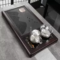 御善檀实木茶盘全自动底部上水四合一体式茶台乌檀江山实木带电器85*45(送水管水球)