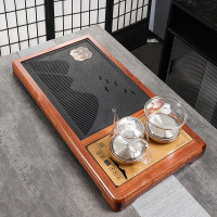 御善檀实木茶盘全自动底部上水四合一体式茶台花梨江山实木带电器85*45(送水管水球)