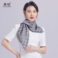桑柏桑柏90双面印花大方巾棋盘格-灰