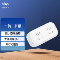 爱国者(aigo)一转二多插座转换器/转换插头/无线转换插座/电源转换器/墙面扩展插头 2位总控大孔间距 AZ0200
