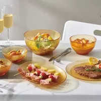 康宁餐具 家用琥珀色玻璃碗耐高温泡面碗家 大汤碗