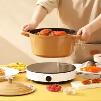 康宁 轻量化陶瓷不粘锅 炖锅家用汤锅炖锅电磁炉天燃气灶锅4.5L 金色