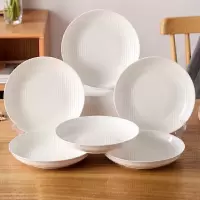 洁雅杰陶瓷盘家用白瓷盘子8英寸中式釉下彩餐盘菜盘汤盘微波炉可用6只装
