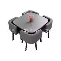 臻远 ZY4100954 简约接待桌椅洽谈桌椅 一桌四椅 灰色方桌灰色布椅