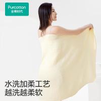 全棉时代纱布浴巾洗脸巾透气易干擦脸洗澡家用洗澡巾棉绒绒-黄320g