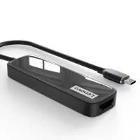 联想(Lenovo)EH05Type-C扩展坞USB分线器转换器HDMI转接头USB扩展5合1镜面款HDMI+SD/TF