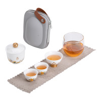 苏氏陶瓷(SUSHI CERAMICS) J0089-1 海水无崖旅行茶具(一壶三杯) 六件套 (单位:套)