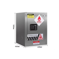 迅迈 4加仑460*430*560mm304加厚不锈钢防爆柜化学品气瓶储存柜工业防火柜易燃试验安全柜
