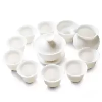 苏氏陶瓷(SUSHI CERAMICS) J0022 白瓷羊脂玉(亮白)功夫茶具礼盒装 11件套(单位:盒)