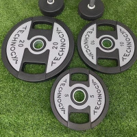 盛桐威杠铃片健身房商用大孔5cm铸铁包胶片5KG