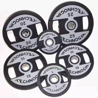 盛桐威杠铃片健身房商用大孔5cm铸铁包胶片20KG