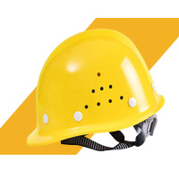 辕士 安全帽高强度ABS圆顶透气头盔黄色+印LOGO