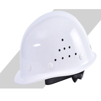 辕士 安全帽高强度ABS圆顶透气头盔白色+印LOGO