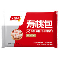 千味央厨豆沙馅寿桃包家庭祝寿生日早餐半成品点心烘焙速冻面点360g