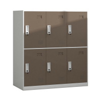 臻远 ZY-GYGC-37彩色书包柜员工宿舍更衣柜矮柜多门储物柜 六门咖白色