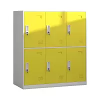 臻远 ZY-GYGC-39彩色书包柜员工宿舍更衣柜矮柜多门储物柜 六门黄色