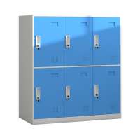 臻远 ZY-GYGC-40彩色书包柜员工宿舍更衣柜矮柜多门储物柜 六门蓝色