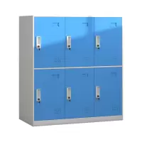 臻远 ZY-GYGC-40彩色书包柜员工宿舍更衣柜矮柜多门储物柜 六门蓝色