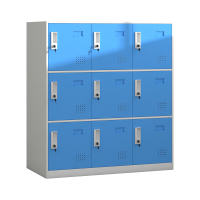 臻远ZY-GYGC-45彩色书包柜员工宿舍更衣柜矮柜多门储物柜 九门蓝色