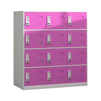 臻远ZY-GYGC-48彩色书包柜员工宿舍更衣柜矮柜多门储物柜 十二门玫红色