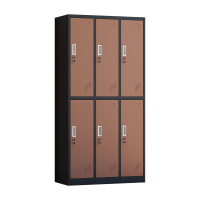臻远ZY-GYGC-61彩色员工更衣柜存包柜浴室换衣柜健身房多门储物柜 六门黑框咖门
