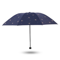 天堂伞 三折防雨防晒晴雨伞 57cm*8骨黑胶伞 33631E银杏飞舞