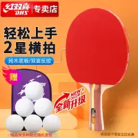 红双喜(DHS)二星横拍双面反胶乒乓球拍单拍成品兵兵拍H2002附6只球