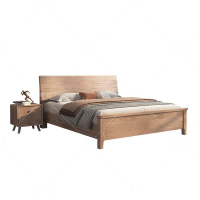 臻远 ZY4022716简约白蜡木实木床原木风单人床 1.2米含两个床头柜