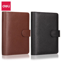 得力黑色记事本 加厚笔记本子文具 商务经典软皮本子会议记录