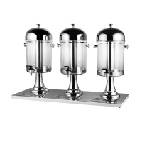 佰晟小智 商用不锈钢果汁鼎 酒店西餐三头果汁桶饮料机自助冷饮 SFT0030[三头8L*3]