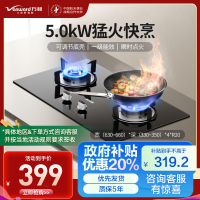 万和(Vanward)梅赛思燃气灶具家用5.0KW大火力瞬时点火 易清洁抗污 天然气一级能效ML06-X1