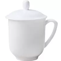 茶杯办公杯陶瓷杯纯白骨瓷带盖会议杯 单位:个