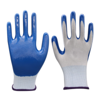 鑫佩劳保耐磨丁腈手套耐油透气劳务手套白蓝 1双