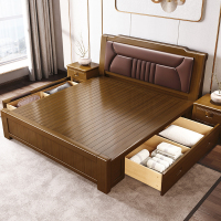 臻远 ZY-SMC-153现代简约实木床双人床 1.8米抽屉高箱