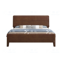 臻远 ZY4022905 实木床 简约1.5米单人床 胡桃色