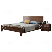 臻远 ZY4022916实木床胡桃木 双人床1.8米含一个床头柜