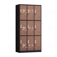 臻远 ZY-GYGC-67 彩色员工更衣柜存包柜浴室换衣柜健身房多门储物柜 九门黑框咖门