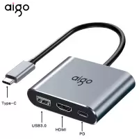 爱国者(aigo)Type-c扩展坞USB分线器HDMI转接头PD100W转接器转换器显示器拓展坞KC03(金属)