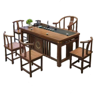 锦北 茶台茶具套装一体禅意茶几茶桌椅组合泡茶台1.8明月桌+围椅+4月牙