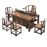 锦北 茶台茶具套装一体禅意茶几茶桌椅组合泡茶台1.6似锦桌+围椅+4月牙