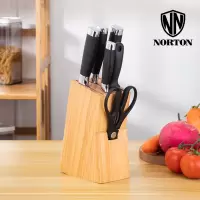 诺顿NORTON 铭匠套刀7件套5GMJ007 菜刀切片刀斩骨刀多用刀水果刀磨刀棒剪刀组合(实木刀座)