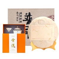 茶马世家云南勐海巴达山古树普洱生茶357g+舍得茶具*1 紧压茶茶叶老树茶