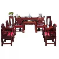 戴劲 复古中堂六件套家用客厅实木八仙桌财神供桌条案翘头桌农村堂屋